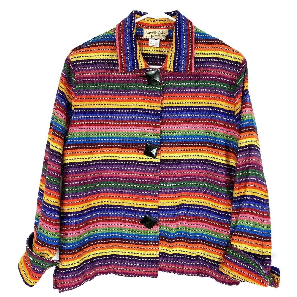Vintage Painted Pony SP Small Petite Colorful Tapestry Jacket  Multi Colored